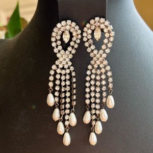 Vintage crystal and faux pearl earrings